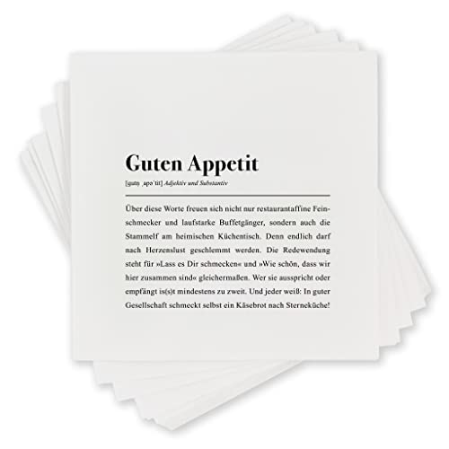 Papierservietten 'Guten Appetit' Definition - Packung mit 20 Stück | Motiv-Servietten mit Spruch