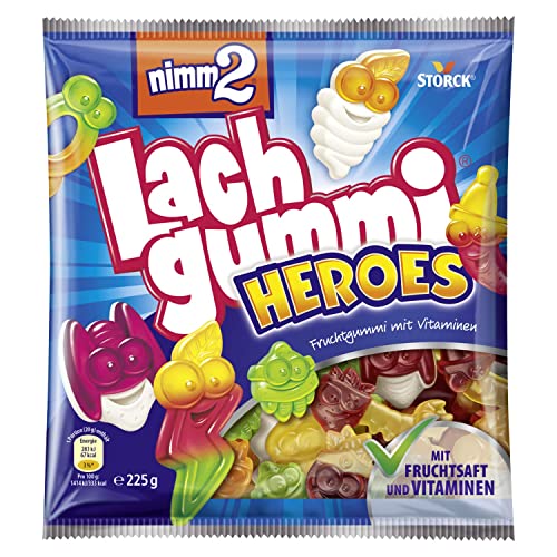 nimm2 Lachgummi Heroes – 1 x 225g – Fruchtgummi mit Fruchtsaft und Vitaminen